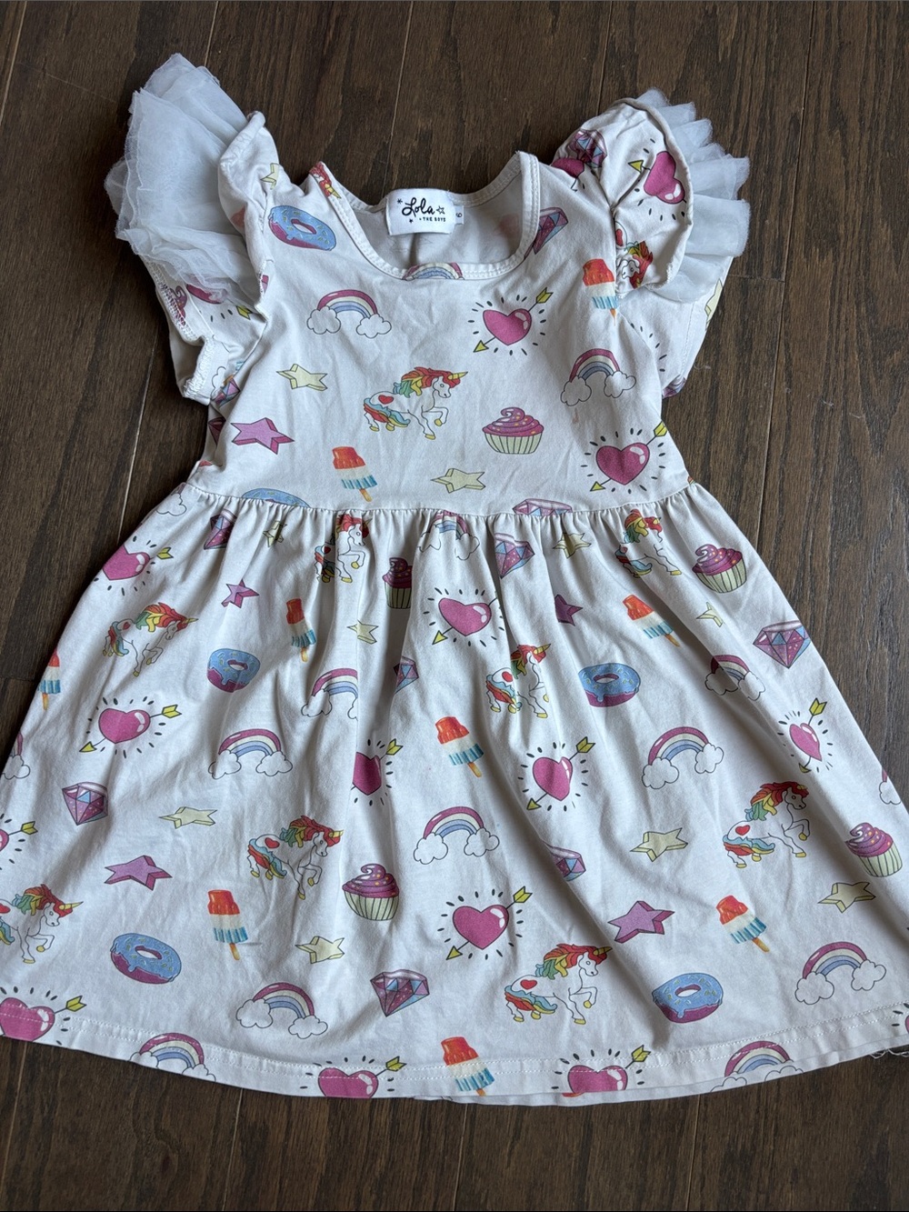 Lola and the boys White Dress Rainbow Unicorn